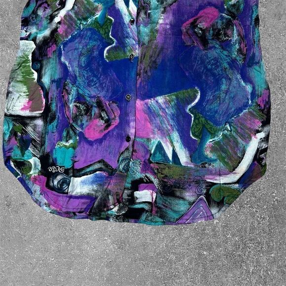 American Vintage 100% Rayon Button Up Shirt Womens Size 8 - Picture 4 of 6